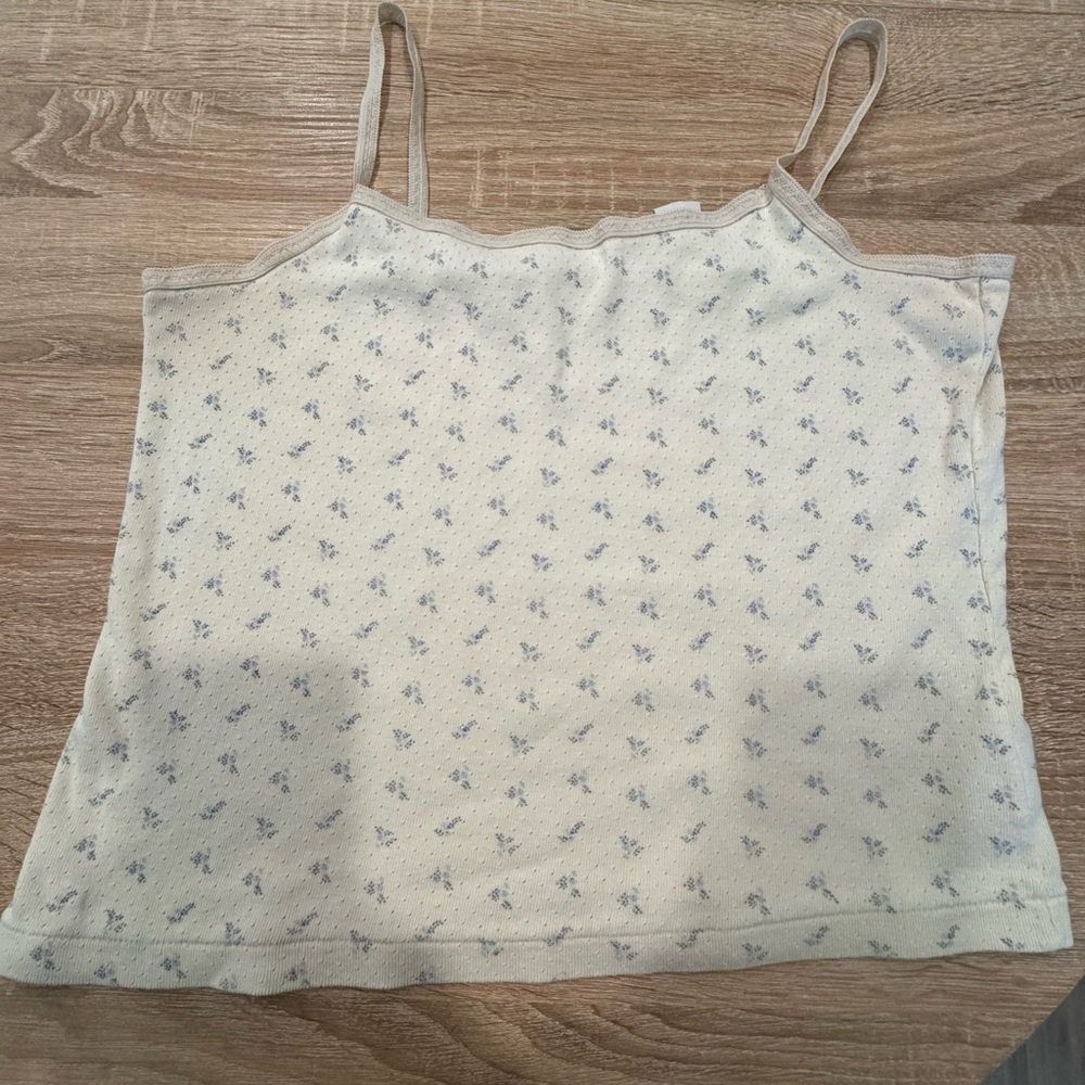 Liz Claiborne Cream and Blue Floral Camisole